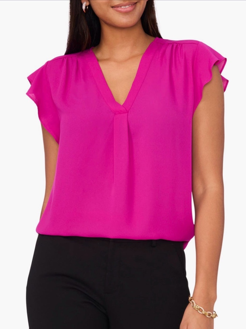 Chaus flutter sleeve blouse